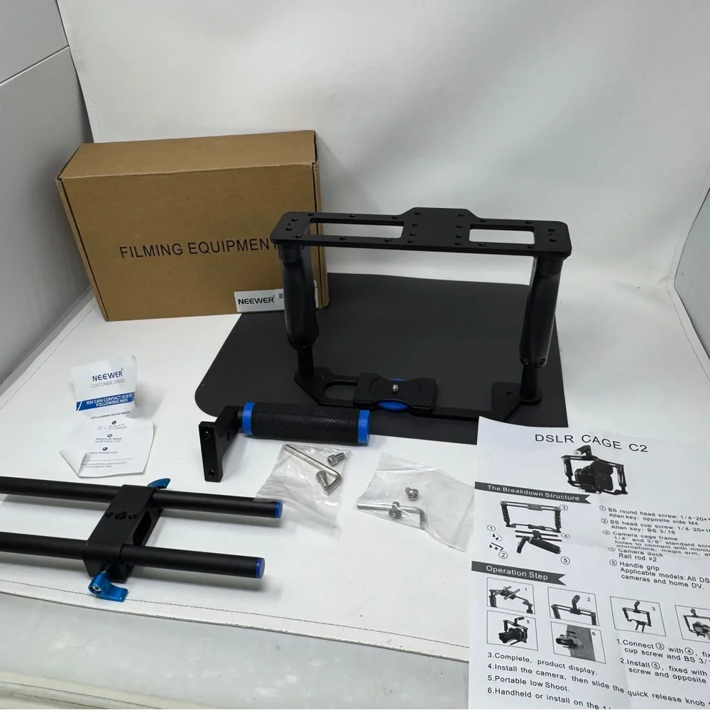 NEEWER Camera Cage Kit w/Handle & Grips Black+Blue DSLR CAGE C2 filming equipmen